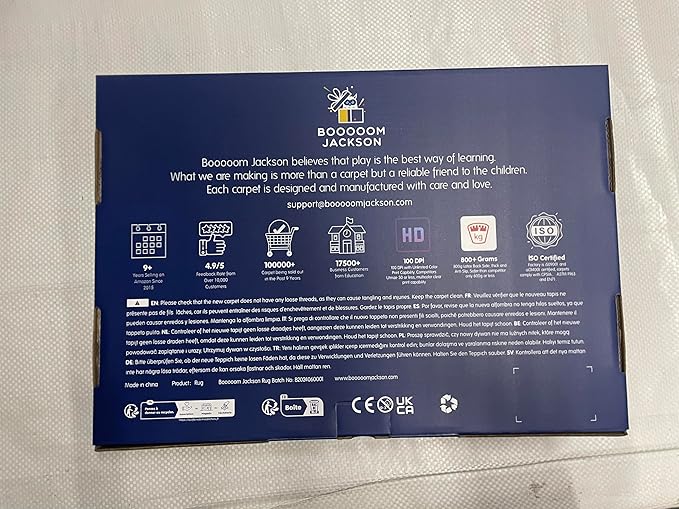 Booooom Jackson Car Rug Kids Area Rug Play Mat 60"x32",TrainTrack Car Mat,Children Non Slip City Road Floor Carpet for Playroom Bedroom