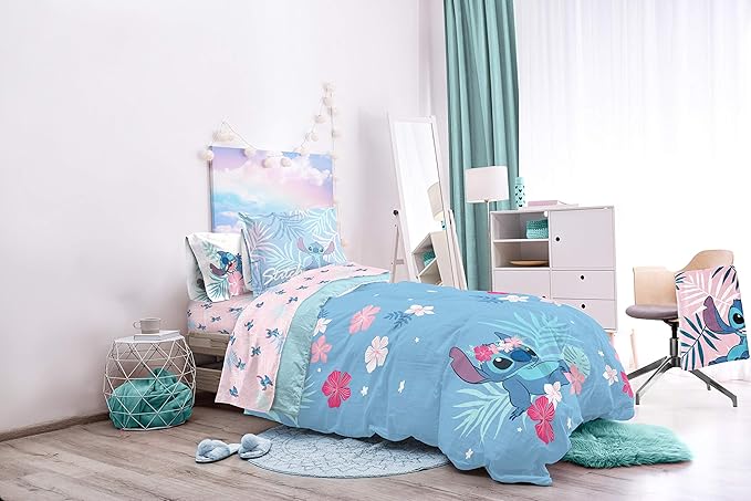 Jay Franco Disney Lilo & Stitch Paradise Dream 7 Piece Full Bed Set - Includes Reversible Comforter & Sheet Set Bedding - Super Soft Fade Resistant Microfiber (Official Disney Product)