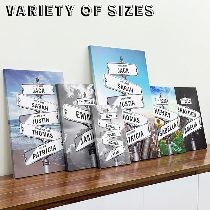 Personalized Vintage Street Sign For Couples Canvas, Custom Engagement Gift For Couple, Crossroads Wedding Date Names Street Signs Sunset Beach, Custom Name Intersection Sign Poster Wall art (BG15)