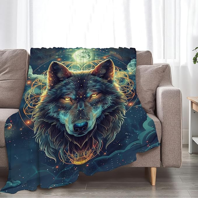 Tijuboni Wolf Throw Blanket Wolf Gifts for Girls Boys Women Men Kids Adults Soft Flannel Fleece Blanket for Couch Sofa Bed Home Decor 40"x50"