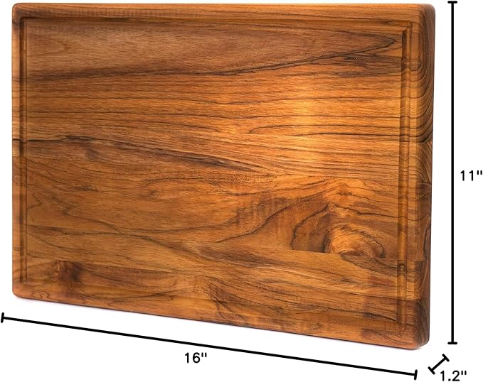 Non Toxic Wood Cutting Board - Conditioned with Natural Beeswax Flaxseed & Lemon Oil - Free of Mineral Oil - Made of FSC Certified Acacia Wood - 16" x 11" Thick Cutting Board by Ziruma