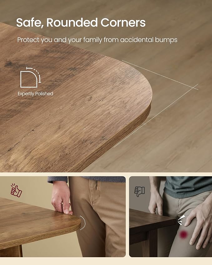 VASAGLE MAEZO Collection - Extendable Dining Table for 4/6/8, Kitchen Table with Tapered Legs, Curved Transitions, for Dining Room, Kitchen, Home Office, Honey Brown UKDT090K01V1