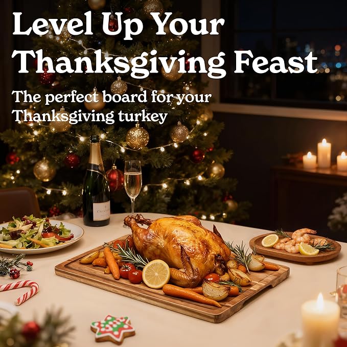 SMIRLY Wood Cutting Boards For Kitchen Meal Prep & Serving, Bamboo Cutting Board Set, Charcuterie Chopping Boards and Wooden Cutting Boards for Kitchen