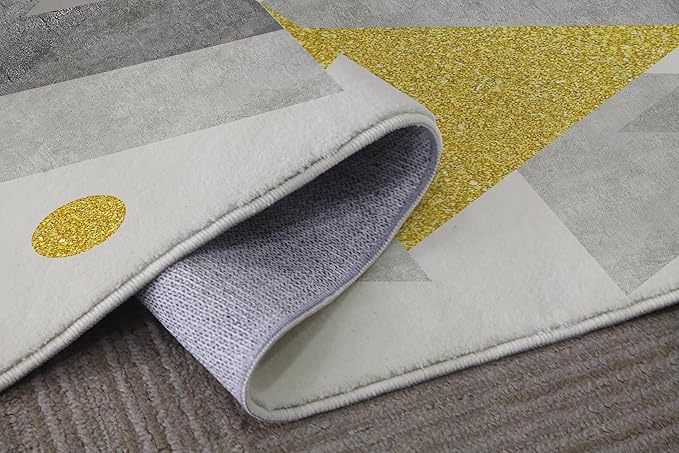 Area Rug 4x6 Entryway Triangle Geometric Aztec Western Modern Rugs Machine Washable Soft Rug Boho Southwestern Carpet Texture for Entrance Beside Living Room Bedroom Dining Room Office Indoor