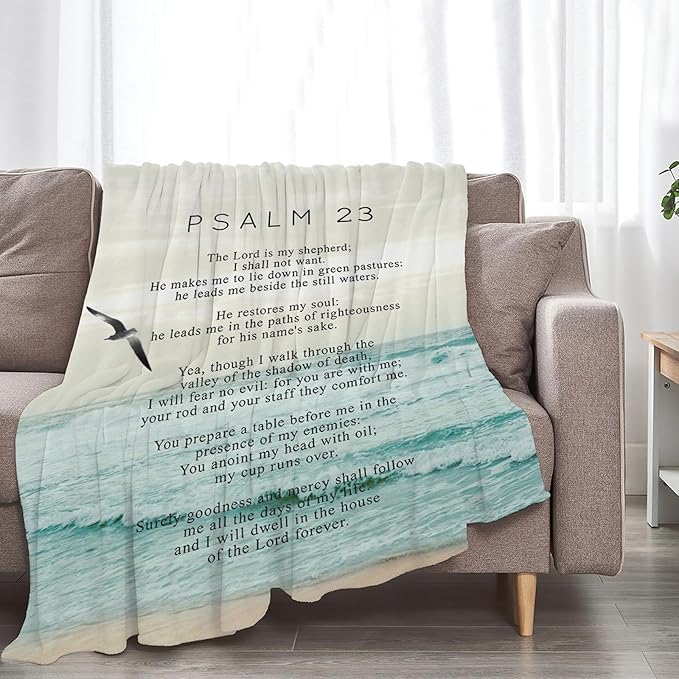 Tijuboni Psalm 23 Throw Blanket Christian Religious Gifts for Women Men Girls Boys Kids Adults Soft Flannel Fleece Blanket for Couch Sofa Bed Home Decor 50"x60"