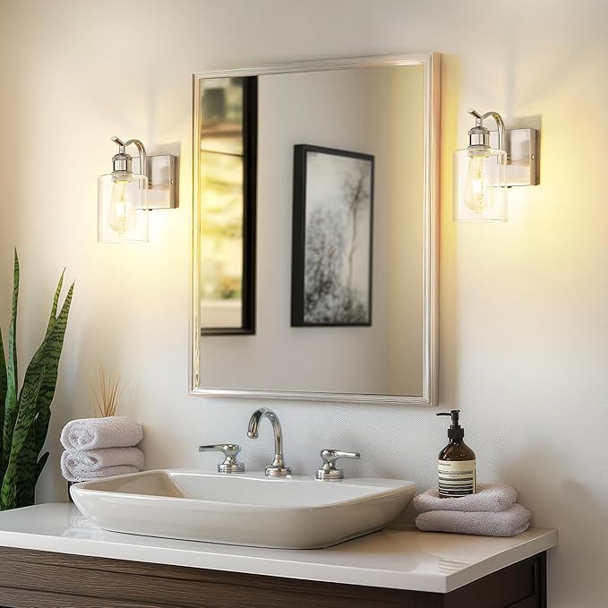 Battery Operated Wall Sconces Set of 2, Brushed Nickel Rechargeable Wall Lights with 5200mAh Battery and Touch Control, Dimmable Wireless Sconce Lamp for Bedroom Hallway Bathroom ZCVL01BN-1A-2P