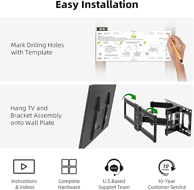 Full Motion TV Wall Mount for Most 37"-84" Flat Screen TV, Swivel or Tilt Wall Bracket with Dual Articulating Arms, for 12"-16" Wood Studs, Max VESA 600x400mm, Load 120 lbs by USX MOUNT