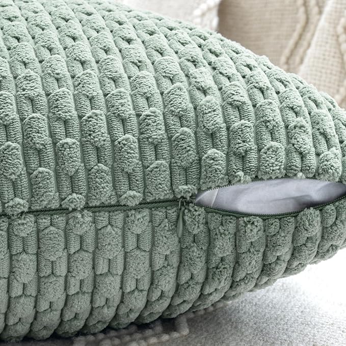 MIULEE Throw Pillow Covers Soft Couch Decorative Set of 4 Boho Striped Cushion Covers Corduroy Pillowcases Farmhouse Accent Home Decor for Couch Bed Sofa Living Room 18x18 Inch Teal-Rust