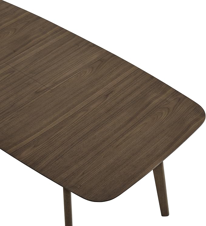 CHITA 59"-75" Extendable Dining Room Table for 4-6, Modern Wood Dining Table for Small Spaces, Kitchen, Space Saving Hidden Leaves, Solid Rubberwood Frame, Walnut Venner