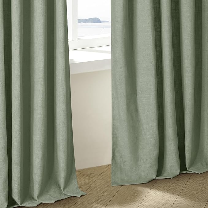 120 Inch Curtains High Ceiling Tall Curtains 2 Panels Set for Living Room Pinch Pleated with Hooks Rings Back Tab Bohemian Semi Sheer Drapes Cottage Long Large Window Drapes 120 Length Sage Green