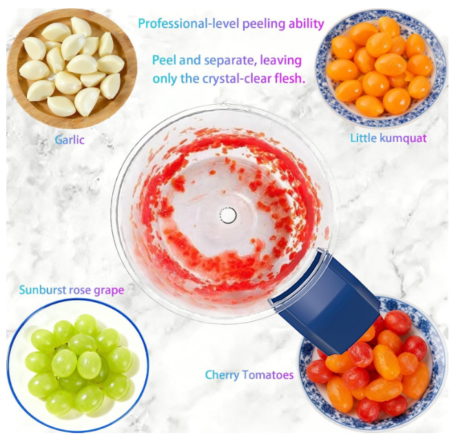 Efficient skin remover gadget peeling grapes and garlic automatically