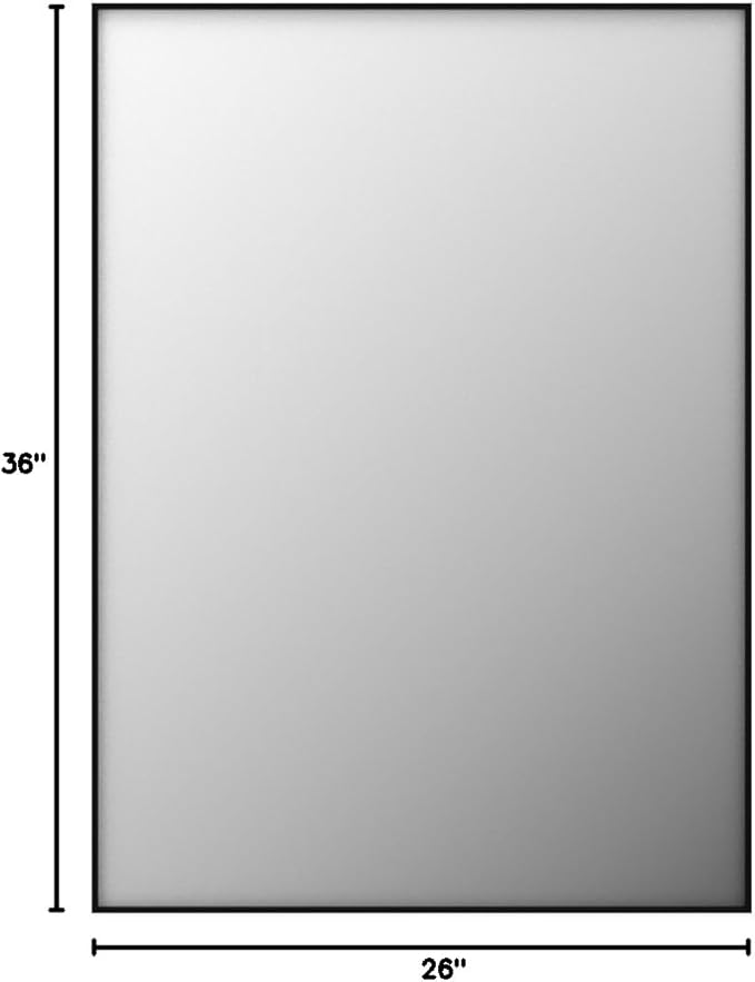 27x36 Inch Black Bathroom Mirror for Wall, Aluminum Frame Rectangle Rectangular Vanity Mirror, Modern Large for Bedroom, Living Room, Horizontal or Vertical