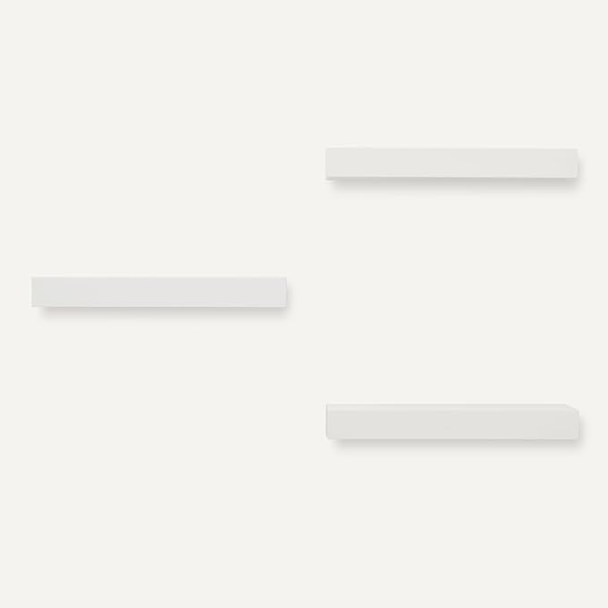 Amazon Basics Wood Floating Wall Shelves, Pack of 3, White, 15.8" x 5" x 1.8"