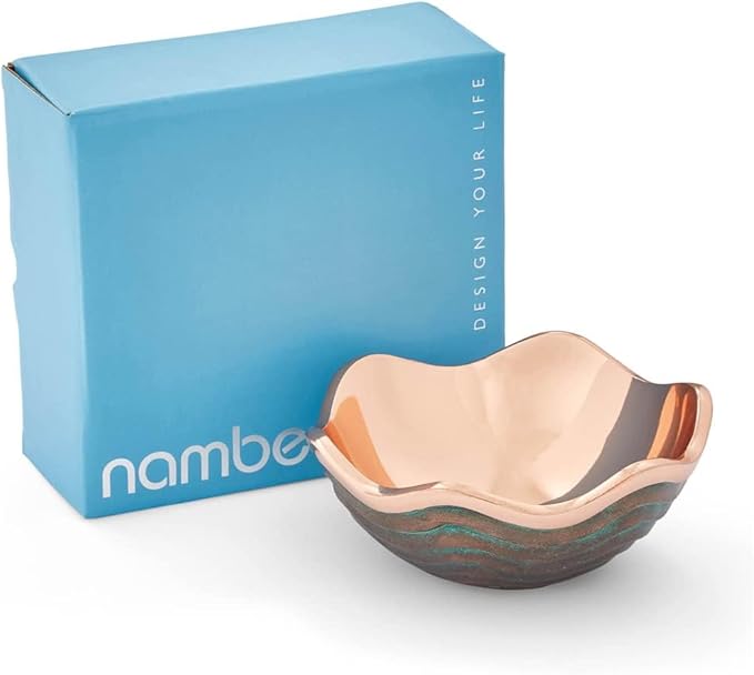 Nambé Copper Canyon Bowl – 6 Inch Decorative Accent with Copper & Verdigris Scalloped Design, 16 oz Sculptural Metal Centerpiece for Table Décor, Home Entertaining & Serving