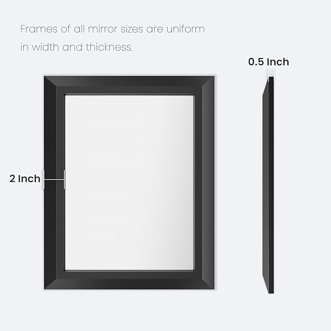 Amorho Black Bathroom Mirror, 60X36 Inch Thick Metal Framed Wall Mirrors for Over 2 Sinks, Bedroom, Living Room, Entryway, Large Rectangle Wall-Mounted Mirrors.