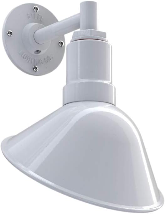 Steel Lighting Co. Venice Store Sign Light | for Outdoor Restaurant Accent Wall | 9 inch Dome | 6 inch Straight Arm | Farmhouse Warehouse Style Made in America | White Exterior/White Interior