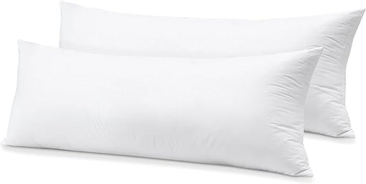 SAVORI 14x36 Lumbar Pilow Insert, Set of 2 Down Feather 14x36 Euro Pillow Inserts, Soft Fluffy Sleeping Pillow with 100% Cotton Cover, Decorative Throw Pillows for Couch Sofa Bed-White