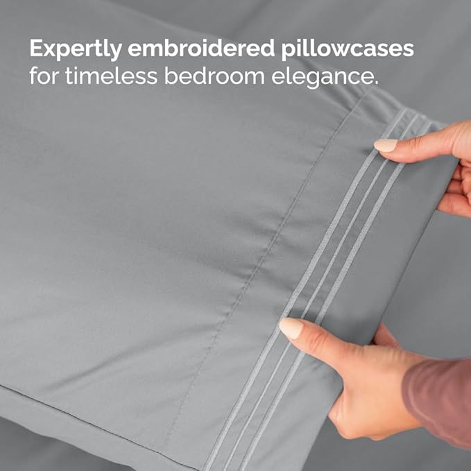 Full XL Bed Sheet Set - 4 Piece Extra Long Extended Full XL Sheets - Soft, Breathable & Cooling - Fits 8” to 16" Mattress w/ Deep Pockets - 54" x 80" - Easy-Fit, Wrinkle & Fade Resistant - Steel Blue