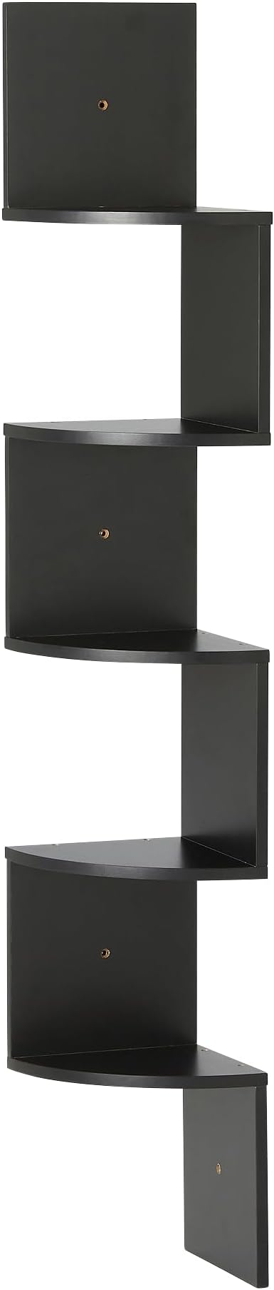Amazon Basics 5-Tier Corner Shelf, Wall-Mounted, Set of 1, Floating Corner Bookshelf for Living Room, Bedroom, Bathroom, Home Office, 7.8"D x 48.5"W x 7.8"H (Inches), Black