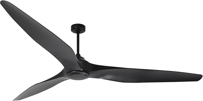 100 Inch Ceiling Fans without Lights, Industrial Black Ceiling Fan with Remote Control for Living Room Shop Garage Bedroom Indoor Outdoor, 6-Speed Reversible DC Motor, Ventilador De Techo