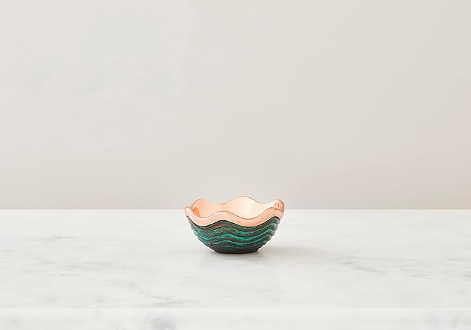 Nambé Copper Canyon Bowl – 4.5 Inch Decorative Copper Accent Dish with Verdigris Patina, Sculptural Scalloped Rim Design, Stylish Home Tabletop & Kitchen Decor Serving Piece