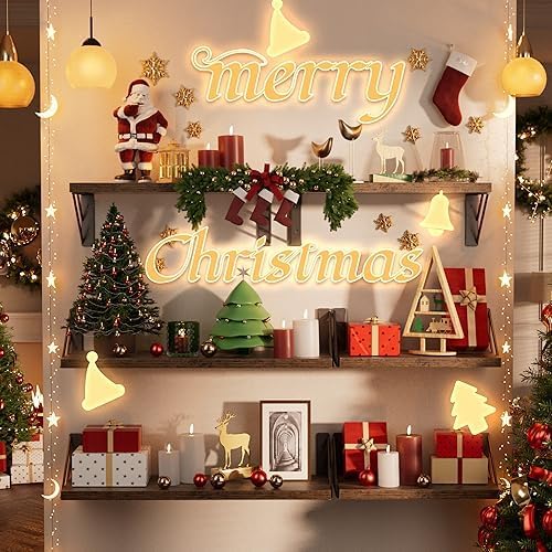 BAYKA Floating Shelves for Wall, Book Shelf for Bedroom, Decor Shelves for Living Room Kitchen, Mounted Wood Floating Shelf for Home Decor, Corner Shelf for Bathroom, Office(Dark Brown,Set of 4)