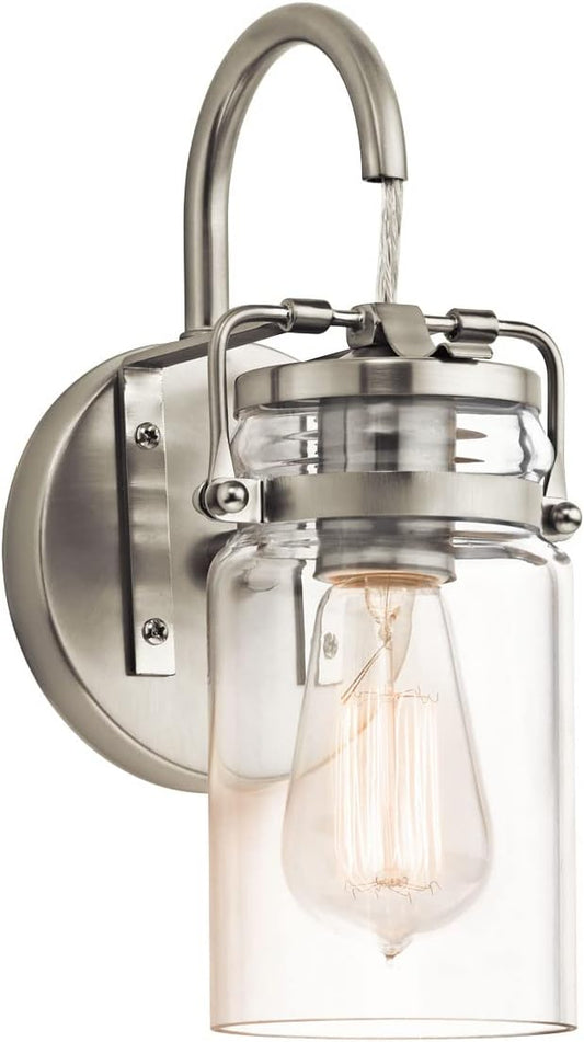 KICHLER Brinley 11.5" 1 Light Wall Sconce with Clear Glass Brushed Nickel