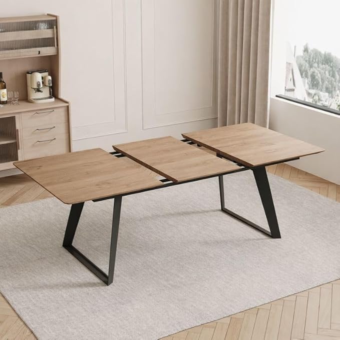 ZckyCine 51"-67" Expandable Modern Dining Table | Rectangular Wood Extendable Design | Space-Saving Multifunctional Kitchen & Home Furniture for Small Spaces, Family Dining Rooms