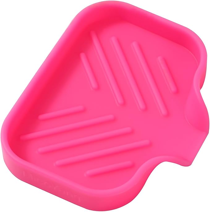 Silicone Bathroom Soap Dishes with Drain Spout-Bathroom and Kitchen Sink Organizer,Sponge Holder,Dish Soap Tray,Perfect for Dispenser,Scrubber,Bottle,Cup on Sink or Counter-Rose 4.9"×3.2"