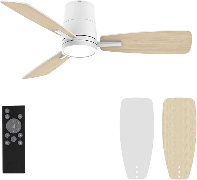 Ceiling Fans with Lights,42 inch,Quiet Reversible Motor,Easy to Install,6 Speeds,3CCT,Timer, White Modern Ceiling Fan for Living Room, Bedroom, Kitchen, Dining room, Office