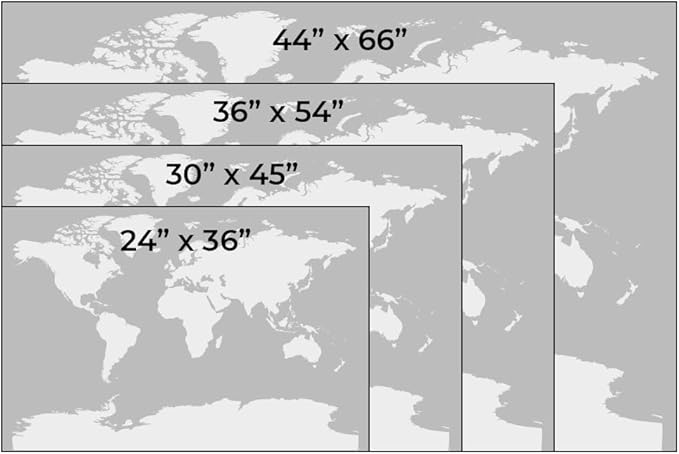 Personalized Canvas Rolled Poster World Map Wall Art with Pins – Large 24" x 36" Executive Map of the World – Push Pin Travel Decor for Home or Office