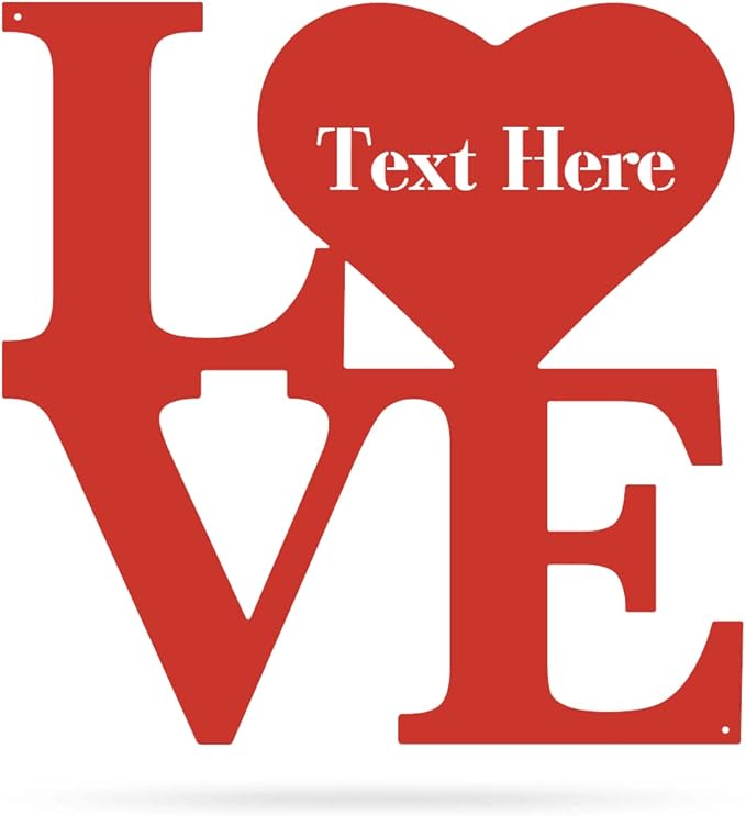 RealSteel - Love Monogram - Valentines Day Gifts for Her - Customized Boho Living Room Decor - Perfect for Couples, Anniversaries, Weddings, Bridal Showers, Birthdays (18", Red)