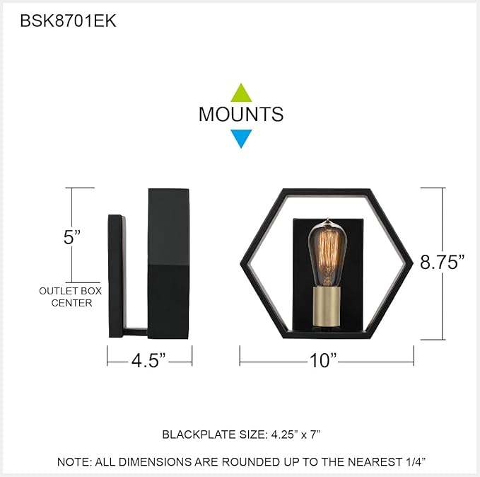 Quoizel Bismarck 1-Light Earth Black Wall Sconce