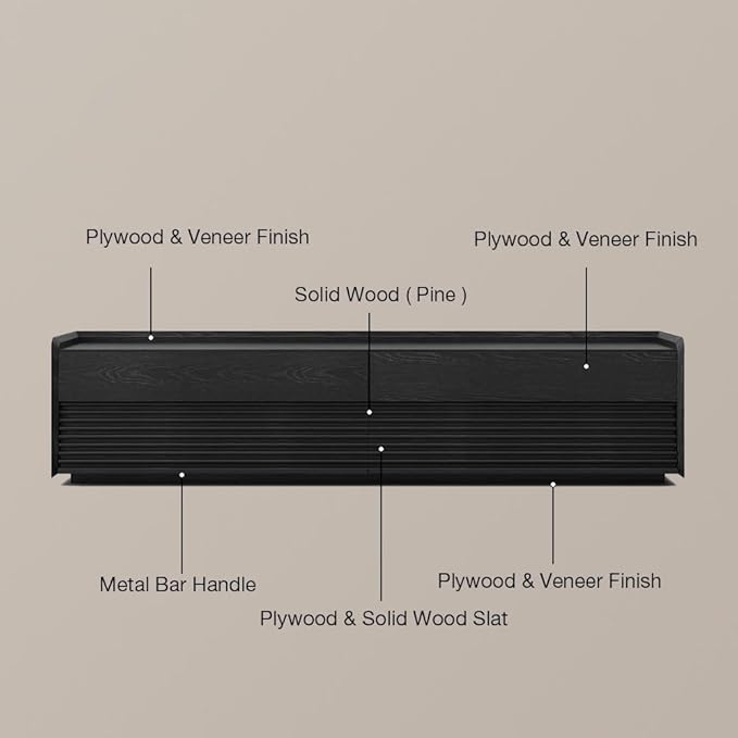POVISON Fully-Assembled Mid Century TV Stand with Adjustable LED Lights, Wood Media Console with 6 Drawers for 85-inch TVs, Modern Entertainment Center with Storage for Living Room
