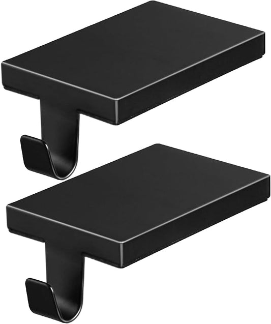 2 Pcs Christmas Stocking Holders Hanging Hooks Heavy Duty Mantel Stocking Holder Bases Weighted Metal Stocking Hangers for Shelf Fireplace Stair Xmas Party Decor (2, Black)