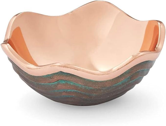 Nambé Copper Canyon Bowl – 4.5 Inch Decorative Copper Accent Dish with Verdigris Patina, Sculptural Scalloped Rim Design, Stylish Home Tabletop & Kitchen Decor Serving Piece