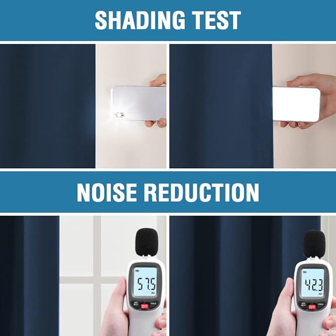 100% Blackout Curtains Thermal Insulated Full Blackout Curtains for Living Room Energy Efficiency Window Curtain Drapes for Bedroom with Black Liners (1 Panel, 52x84 inch, Navy)