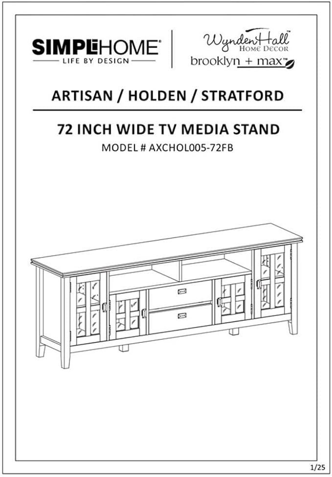 SIMPLIHOME Artisan SOLID WOOD 72 inch Wide Transitional TV Media Stand in Farmhouse Brown For TVs up to 80 inches for the Living Room and Entertainment Center