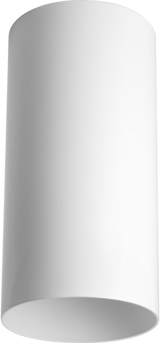 Progress Lighting 6-Inch Cylinder Outdoor Ceiling Light, 1-Light Modern Flush Mount Ceiling Light Fixture, Interior and Exterior Lighting for Home or Porch, Aluminum Construction, White (P5741-30)