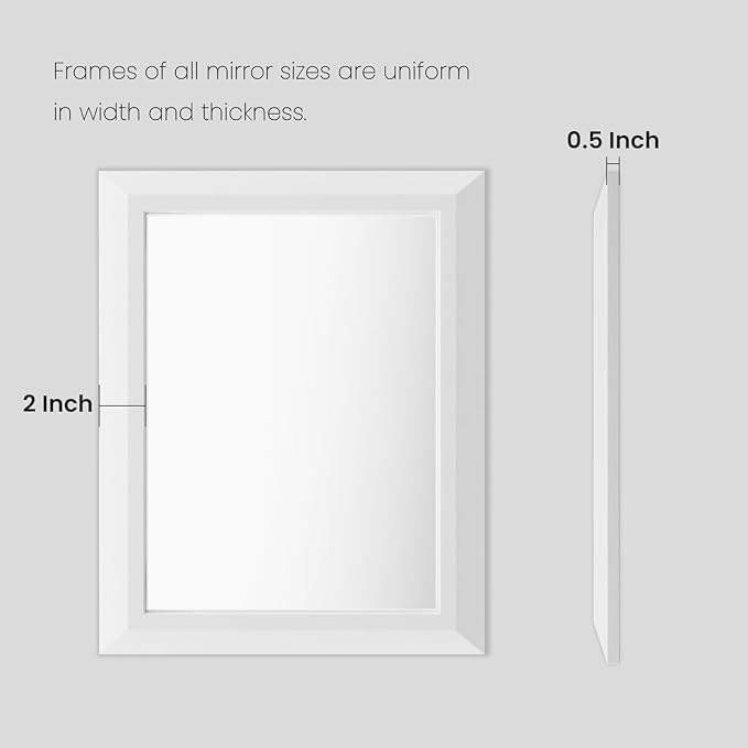 Amorho Bathroom Mirror, 48X32 Inch White Thick Metal Framed Wall Mirrors for Over 2 Sinks, Bedroom, Living Room, Entryway, Large Rectangle Wall-Mounted Mirrors.