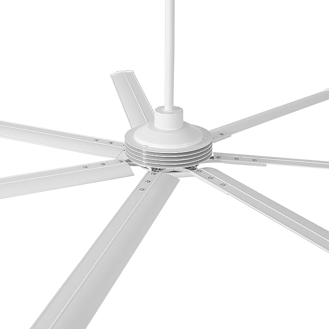 100 Inch Industrial Ceiling Fans with Remote, Modern White Large Ceiling Fans without Lights for Living Room Shop Garage, 6-Speed Reversible DC Motor, Timer, Indoor Outdoor Used, Ventilador De Techo