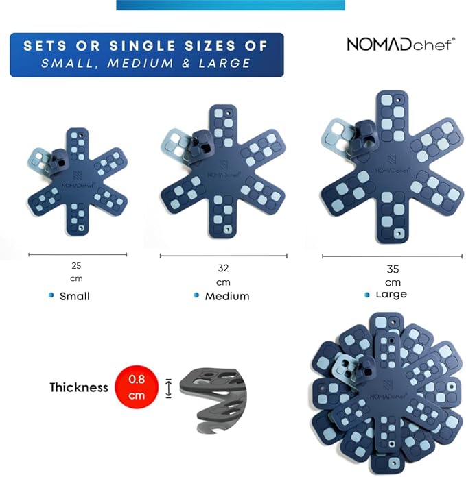 Dual-Use Silicone Pan Protectors for Stacking & Trivets for Hot Dishes | Silicone Trivet Mat | Perfect for Pot and Pan Protectors for Stacking | Cookware Protectors for Stacking (S-BLU/BLU)