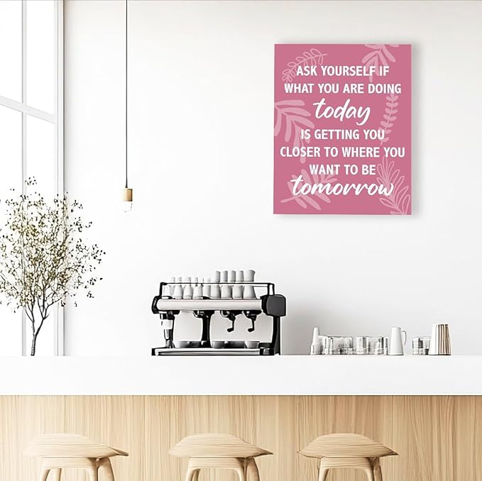 Inspirational Wall Art For Office,Ask Yourself What You Are Doing Today Canvas Paintings Framed For Home Office Workplace Wall Art Decor