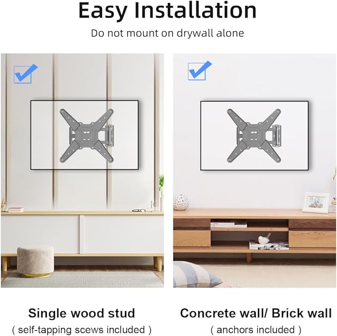 Suptek Long Arm Corner TV Wall Mount for Most 23"-60" TVs, Full Motion TV Bracket 30 inch Extension Articulating Wall Mount Bracket Max VESA 400x400mm, Smoothly Extendable, Holds up to 99 lbs A1S