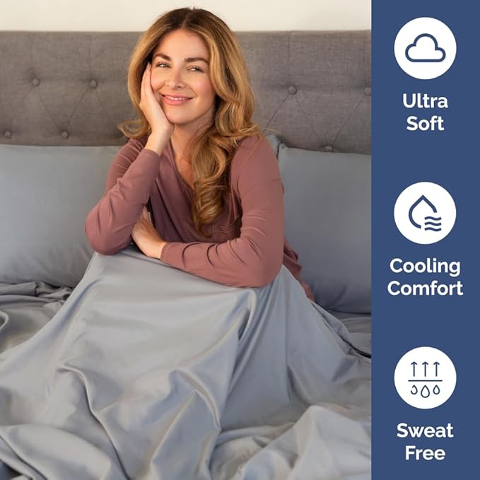 Full XL Bed Sheet Set - 4 Piece Extra Long Extended Full XL Sheets - Soft, Breathable & Cooling - Fits 8” to 16" Mattress w/ Deep Pockets - 54" x 80" - Easy-Fit, Wrinkle & Fade Resistant - Steel Blue