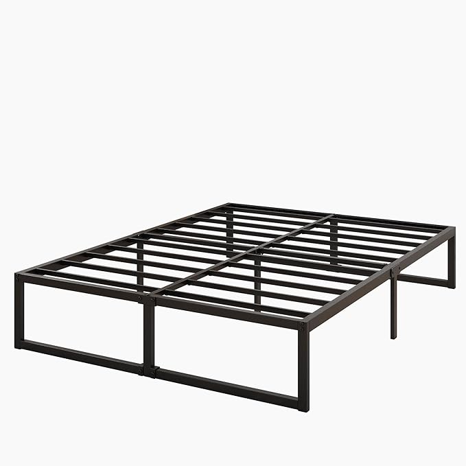14 Inch California King Bed Frames No Box Spring Needed Heavy Duty Metal Cal King Platform for Mattress Foundation, Noise Free, Easy Assembly, Black