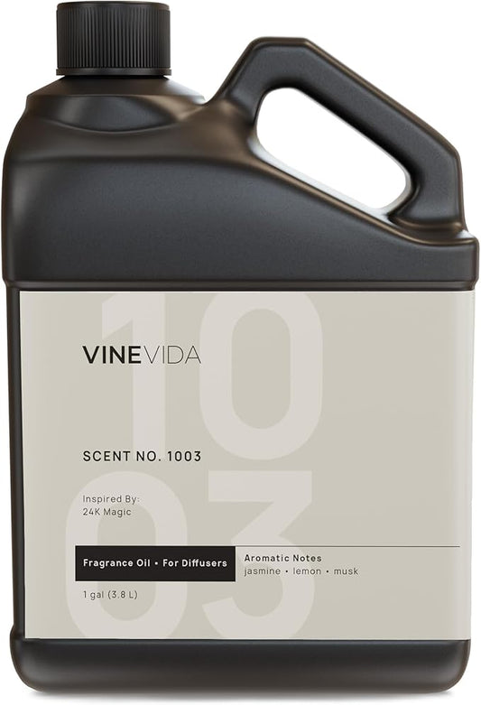 VINEVIDA [128 Fl Oz] Scent NO. 1003 Inspired by 24K Magic Fragrance Oil for Cold Air Diffuser, Aromatic Notes of Lemon Jasmine, Essential Oils for Diffuser Oil Refill & Air Freshener Room Spray