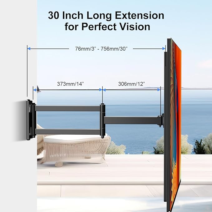 Suptek Long Arm Corner TV Wall Mount for Most 23"-60" TVs, Full Motion TV Bracket 30 inch Extension Articulating Wall Mount Bracket Max VESA 400x400mm, Smoothly Extendable, Holds up to 99 lbs A1S