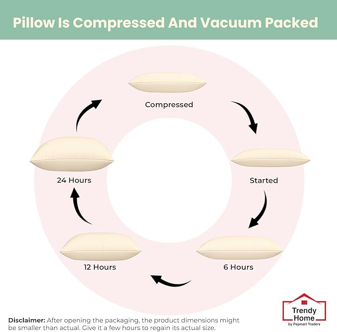 Trendy Home 18x18 100% Natural Cotton Throw Pillow Insert(Set of 2), Bed and Couch Pillows Stuffer Hypoallergenic, Decorative Home Outdoor Sofa Pillow Filler (Cotton, 2 Pack)