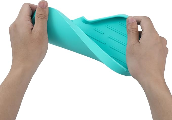 Silicone Bathroom Soap Dishes with Drain Spout-Bathroom and Kitchen Sink Organizer,Sponge Holder,Dish Soap Tray,Perfect for Dispenser,Scrubber,Bottle,Cup on Sink or Counter-Mint 9.6"×5.3"